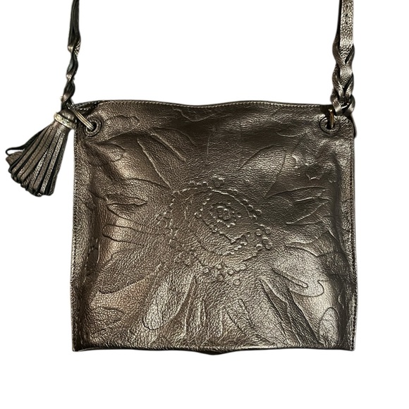 Brighton Metallic Bronze Leather Shoulder Bag with Tassel Zipper Pull - Picture 1 of 10